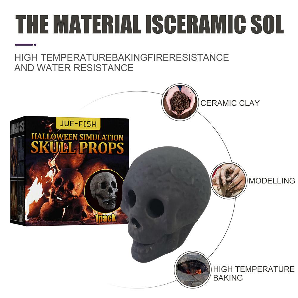 Ceramic Fire Pit Skull Halloween Festive Supplies Fireplace Burn Skeleton Party Ornament Scene Layout for Haunted House Desktop