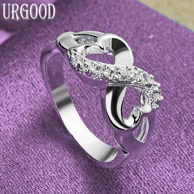 925 Sterling Silber Herz Schleife Ring Party Geschenk Romantischer Schmuck