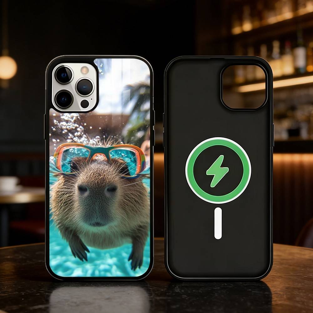 Cute Capybara Groundhog Phone Case For iPhone 17 16 15 14 13 12 Pro Max Plus for Mirror Wireless Magnetic Cover