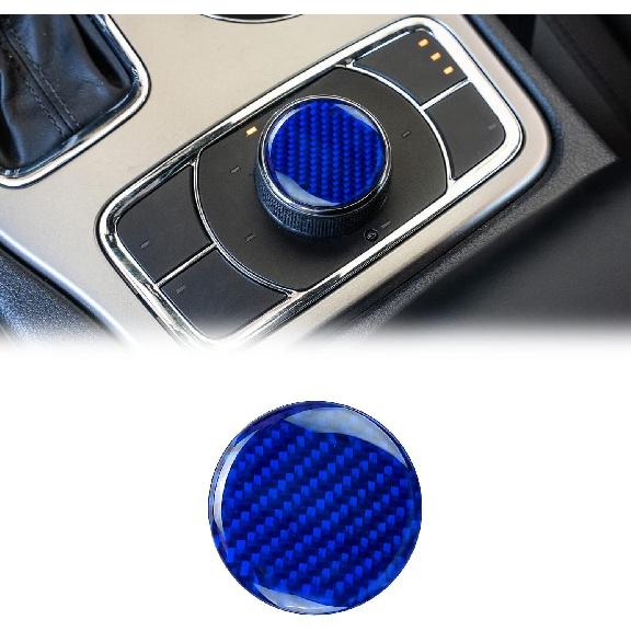 ramuel Compatible with Carbon Fiber Center Console Interior Gear Shifter Panel Button Knob Cover Trim Car Accessories for Jeep Grand Cherokee (1PCS синий