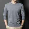 2025 Men's Spring & Autumn Solid Color Round Neck Sweater - Casual, Trendy, Middle-Aged & Young