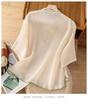 Women's Ethnic Embroidered Chinese Style Cotton-Linen Shirt with Frog Buttons and Seven Sleeves