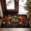 Xmas Merry Christmas Rectangular Carpet Santa Reindeer Gift Box Winter Holiday Graphic Design Area Rug for Porch Home Decor