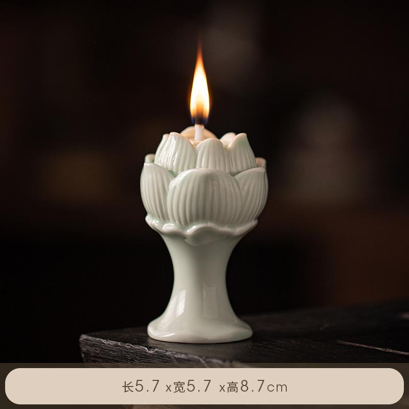 

Керамічний свічник-лотос у китайському стилі, підставка для свічки для лампад перед Буддою, основа для свічника, вівтар для wo