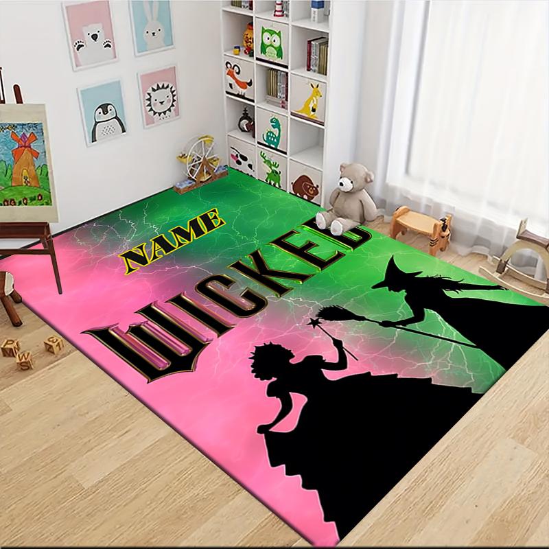 Custom Name Halloween Witch Night Carpet Rug Customizable Soft Washable Anti-Slip Home Living Room Sofa Mats Personalized Rug. 0909332