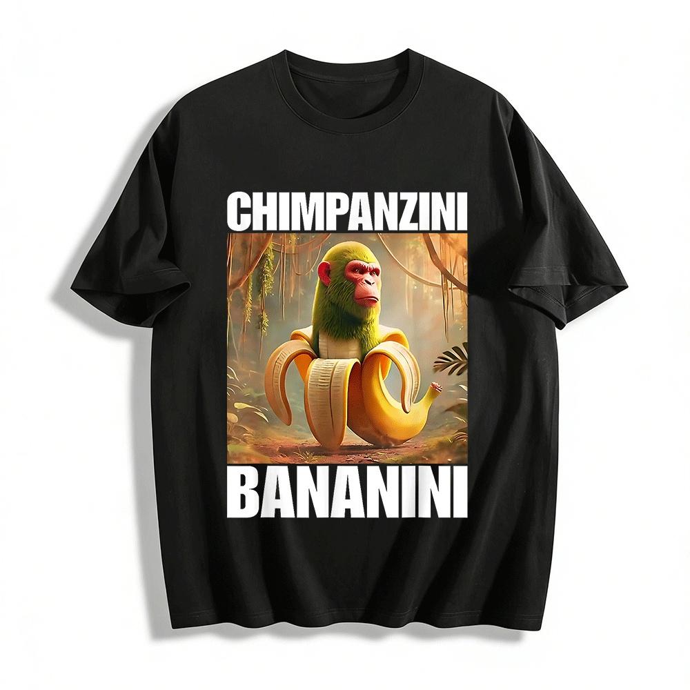 

Funny Chimpanzee Banana Graphic Casual T-Shirt Pure cotton T-shirt XXS