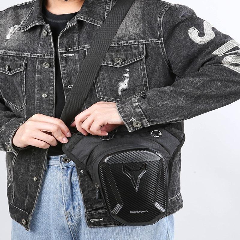 Motocyklowa Torba Boczna na Nogę Pvc Twarda Skorupa Outdoorowa Casualowa Torba na Pas Motocyklowa Portmonetka na Telefon Komórkowy Saszetka na Biodro
