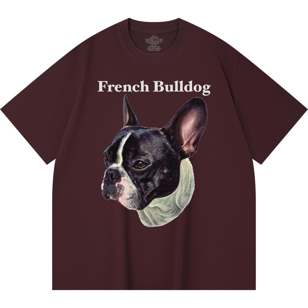 230GSM 100% Cotton T-Shirt French Bulldog-1 Print Tees Funny Harajuku Style Combed Cotton Tshirt