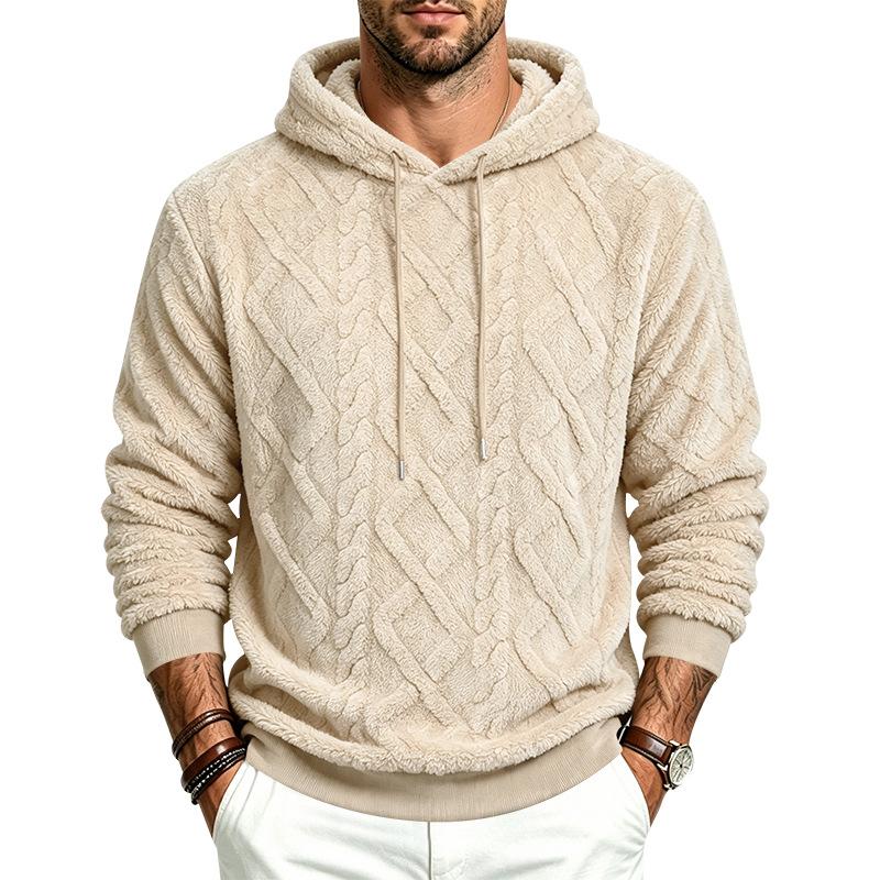 Autumn Winter Men High Street Casual Double-Sided Velvet Hooded Hoodies Sports Style Trend Pullover Sweatshirts