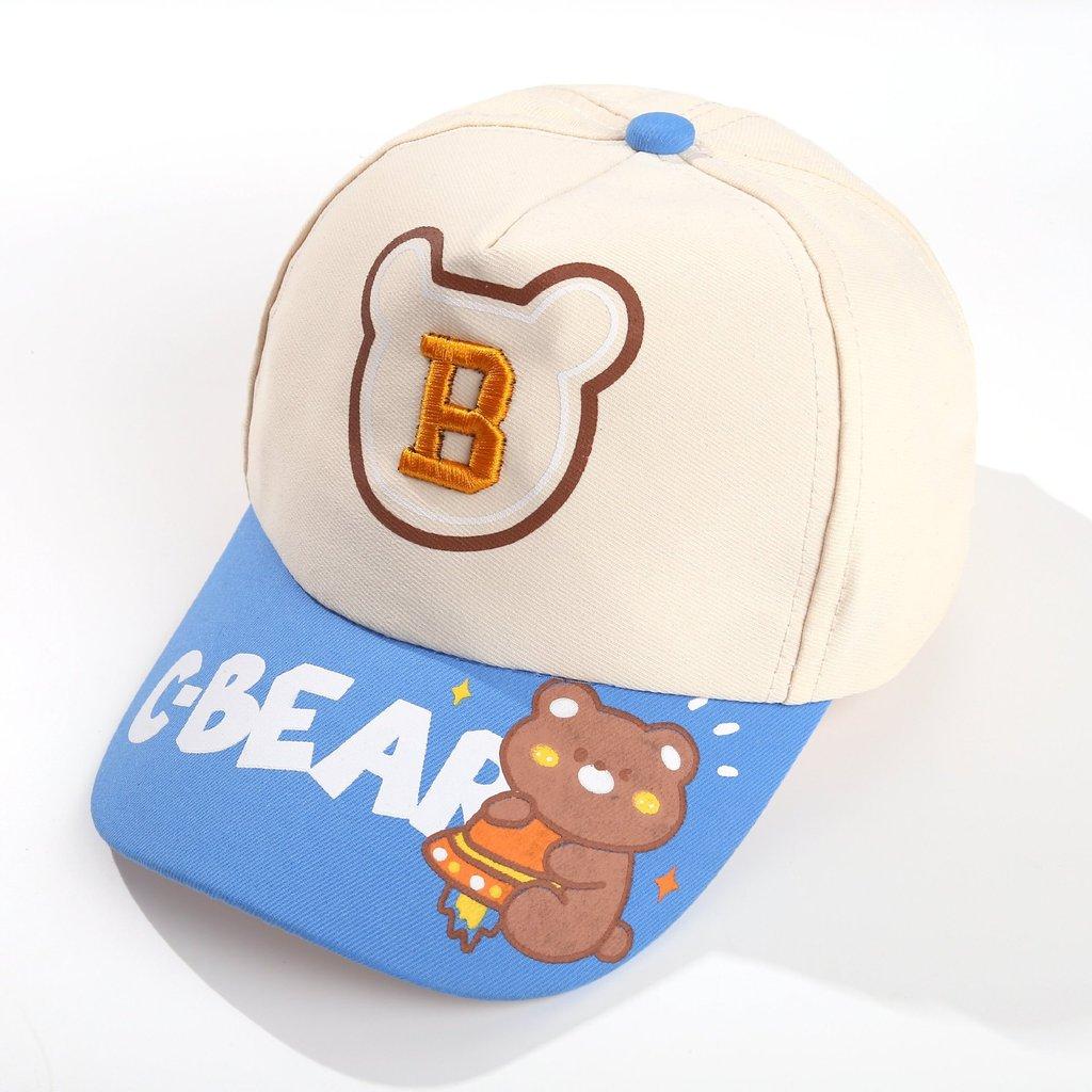 Cartoon Bear Boys Baseball Cap With Sun Protection For Kids Outdoor Play бежевый