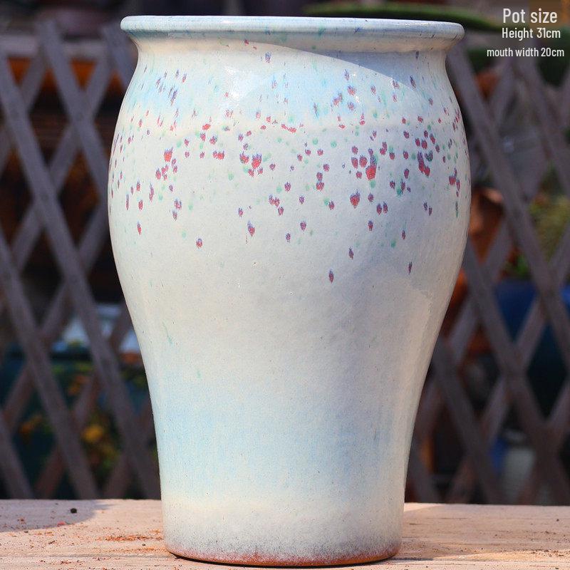 Large Wintergreen Bougainvillea Ceramic Flower Pot - Breathable, Tall Succulent & Tree Ceramic Jar