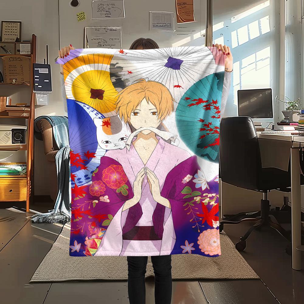 Takashi Natsume Print Flannel Blanket,High quality Comfortable for All Seasons,Home Decor,Warmth and Comfort,Perfect for Christmas Gifts