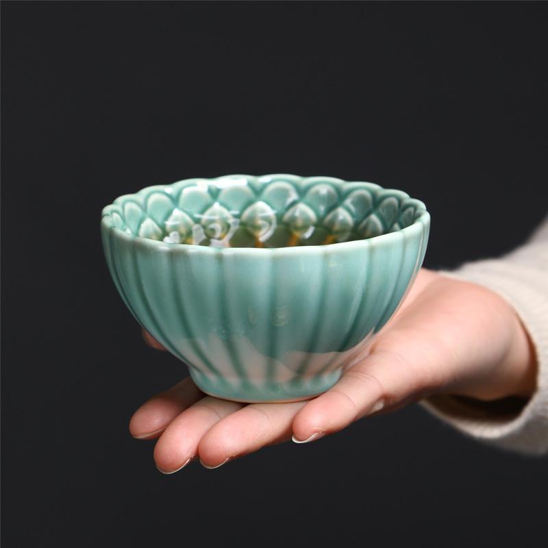 Ceramic Master Cup Large Lotus Cup Teacup Household Ceramic Cup Kung Fu Tea Set Teacup Personal Tea Cup