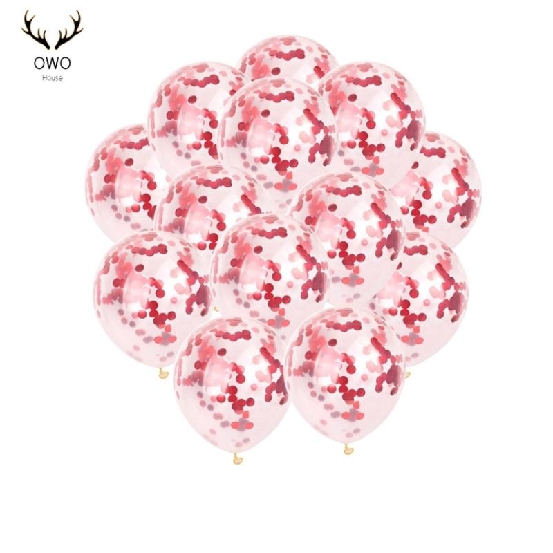 

5 шт. 12-дюймовий Надувний Куля-Конфетті з Блискітками, Прозорий Набір для Дитячого Дня Народження, Весільного Декору червоний