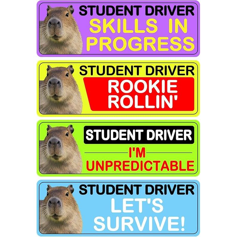 4Pcs Student Driver Magnetic Car Stickers For Beginners, New Magnetic Student Driver Stickers Signs For Car, Bumper Safety Decoration Supplies,