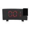 Radio Projection Alarm Clock LED Display Electronic Clock Curved Screen Digital Alarm Clock Black
