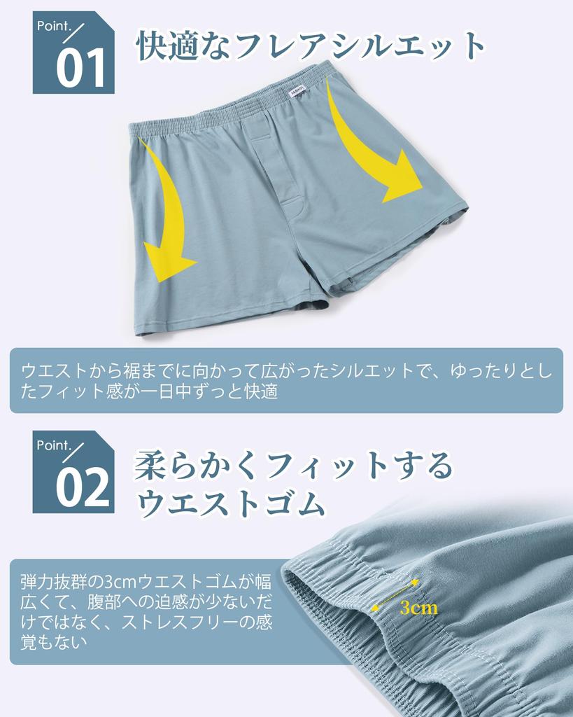 Kaiyas Knit Sizes and and Perfect as a Gift Men's Trunks, Open-Front, 3-Pack/5-Pack, M, L, XL, 2XL, Cotton, Popular, Cute, Breathable, (XL, 3-Pack, C)