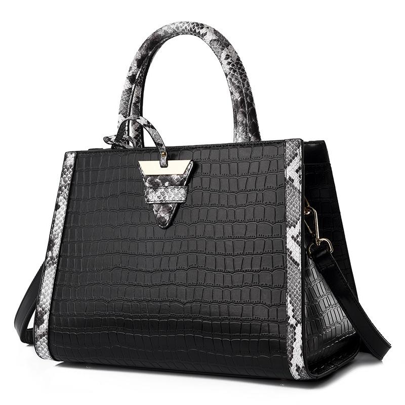 Tote Bag, New Women's Bag, Fashionable Snake Skin Pattern Bag, High-end Sense, Contrasting Color, Large Capacity Single Shoulder Handbag for Women