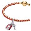 Pandora Brand personality woven design 925 silver bracelet, same style for men and women, couple model, red ZT3372