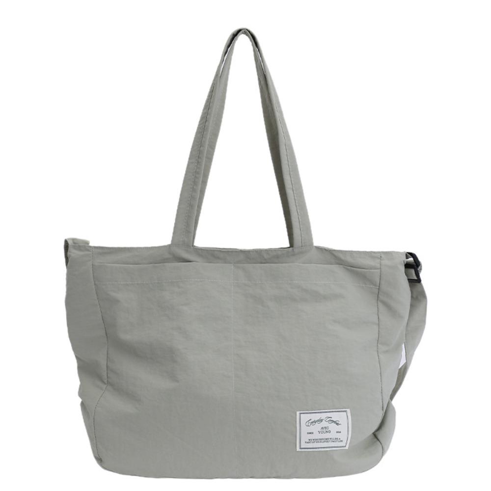

Solid Color Nylon Shoulder Bag Multi-pocket Lightweight Handbag Large Capacity Tote Bag Girls зелёный