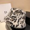 Leopard Print Fisherman Hat For Women, Autumn And Winter Plush Thick Warm Basin Hat, Fashionable Ear Protection Bucket Hat