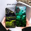 Forest Stream Pattern For iPhone 17 Air 16 E 15 Plus 14 Pro Max 13 12 Mini 11 5 6 7 8 Plus XR XS Max SE Black Glass Phone Case