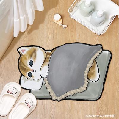 Niedliche Cartoon-Katze Diatomeenerde Badezimmerbodenmatte, Wasseraufnahme, rutschfest und schnell trocknend, Toiletten-, Toilettentür-Bodenmatte Teppich
