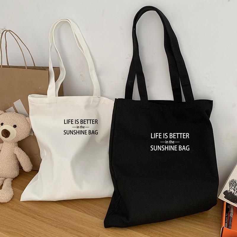 Summer Canvas Tote: Zippered Shoulder Bag for Shopping, Snacks, Laptop & School