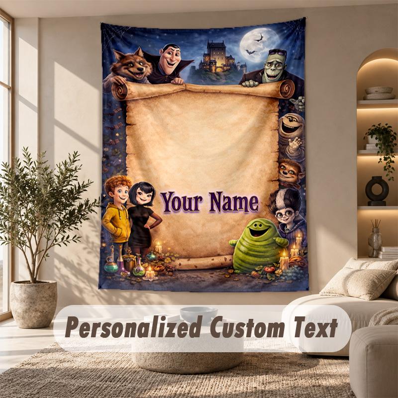 Tapestry Custom Name Text, Wall Hanging Tapestry Home Room DecorHotel Transylvania