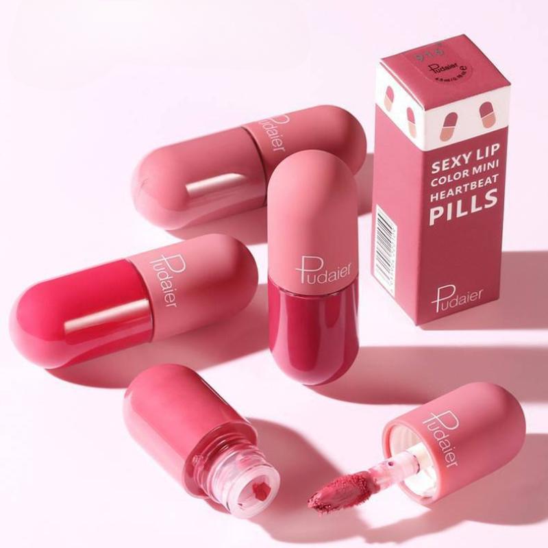 18-fargers minikapselleppestift Fløyelsmatt Ikke-klebrig kopp Myk Glatt Matte Lipgloss