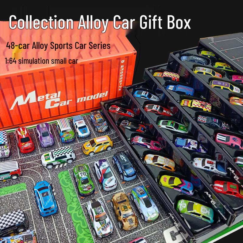Children's Mini Alloy Pull-Back Toy Car Set In Gift Tin