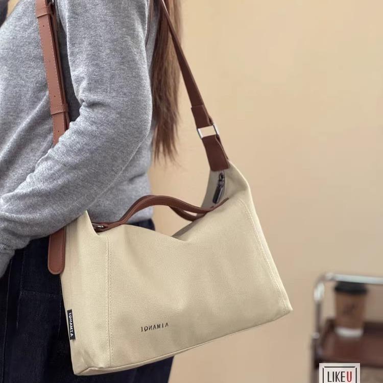 Apanese Korean Fashion Simple Commute Canvas Tote Bag Literary Casual Versatile Student Handbag Crossbody Bag