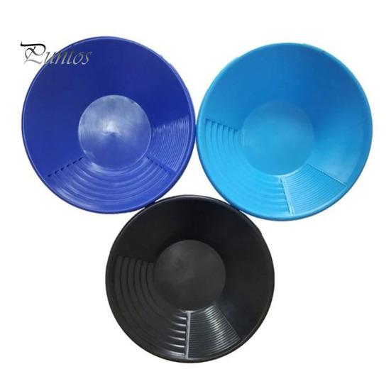 Manual Panning Pan Heavy Duty Three Riffles Rare Metal Prospecting Pan Portable Lightweight Round Plastic Basin Sifting Tool