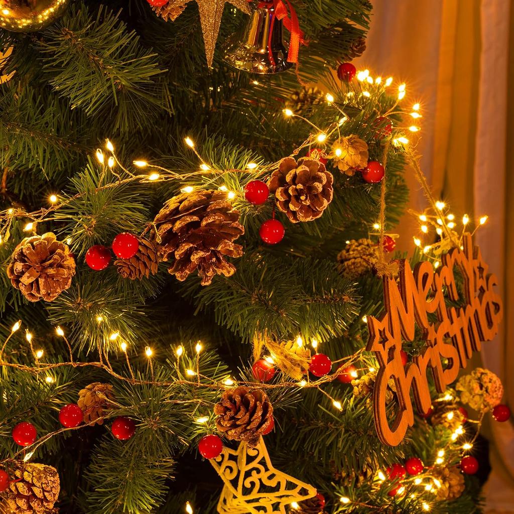 Minetom Christmas Pine Lighted Garland Decor, 9.8 Ft 60 LED with 8 Modes