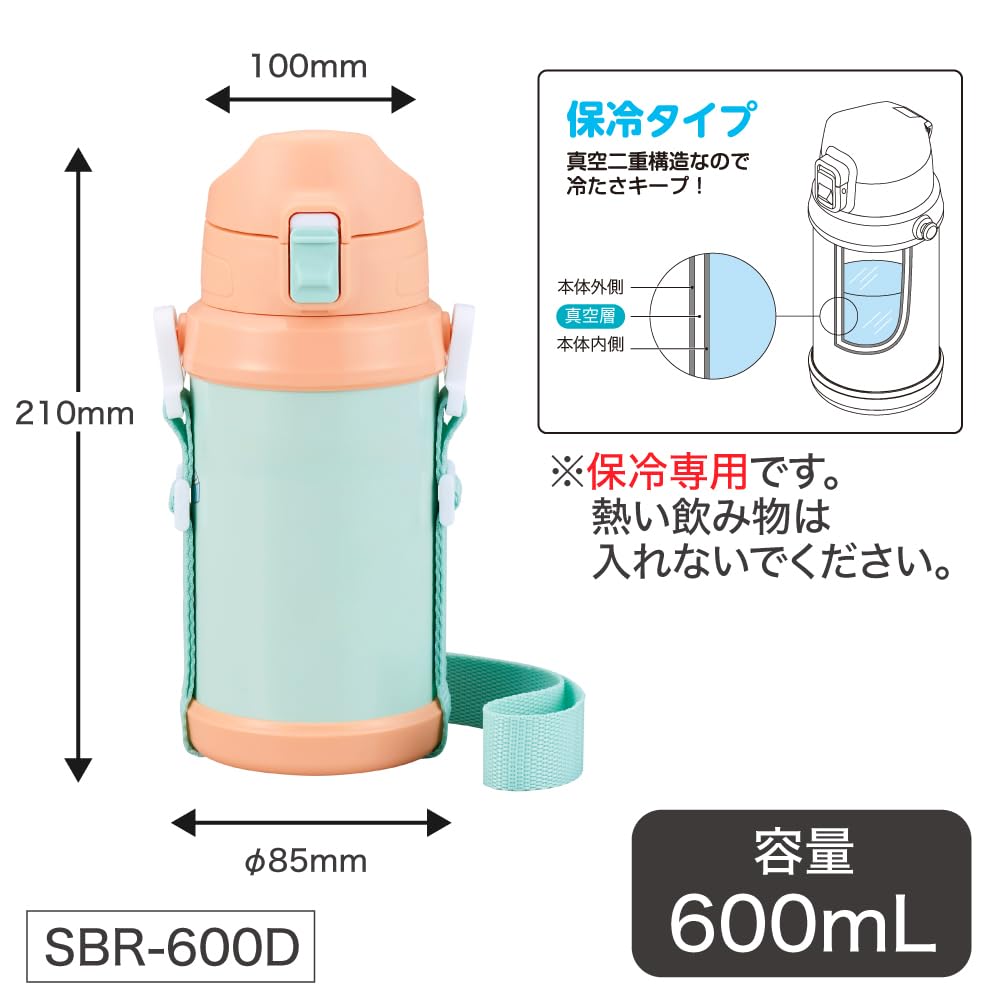 OSK Dětská láhev na vodu 600ml Jednorožec fialová s ramenním popruhem, láhev na pití SBR-600D