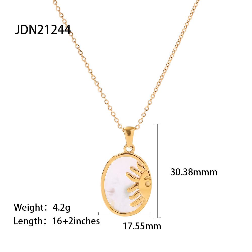 Youthway Stainless Steel Coin Pendant Necklace Autumn/Winter Metal Texture Pendant Waterproof Women'S Jewelry