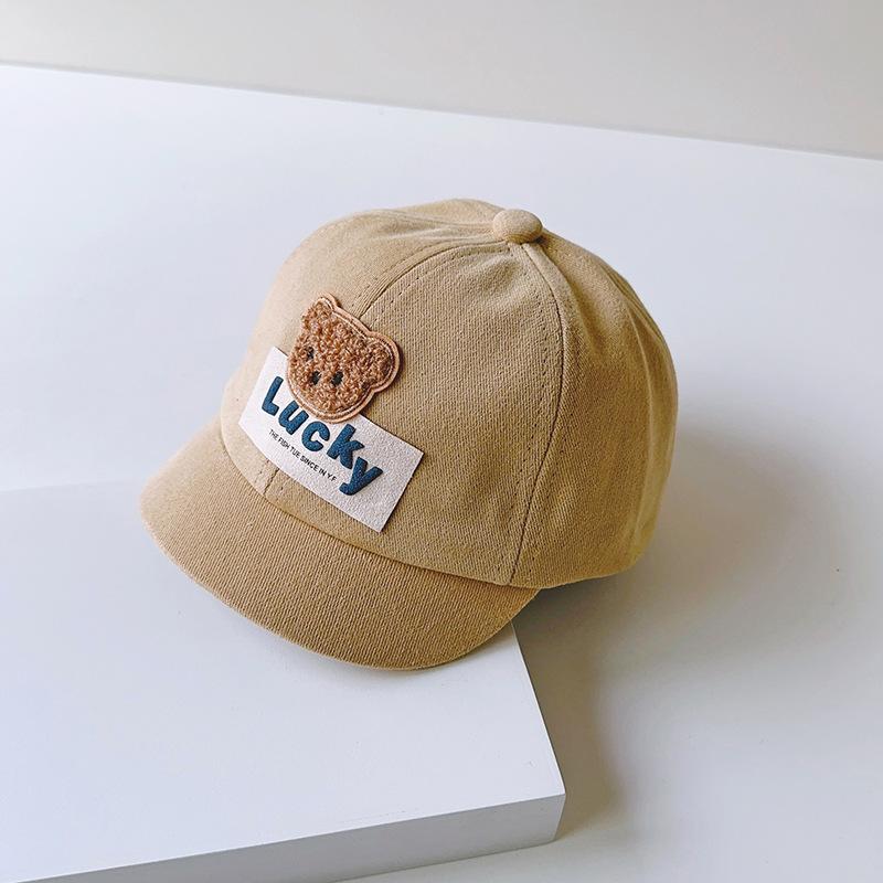 Cute Bear Baby Baseball Cap Solid Color Cartoon Infant Peaked Hat Summer Sunshade Kids Boy Girl Sun Hats