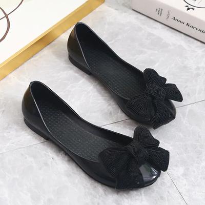 Sapatos femininos mulheres fofos doces laço preto antiderrapante trabalho de hotel e cozinha à prova d'água sapatos baixos zapatos de mujer ba115