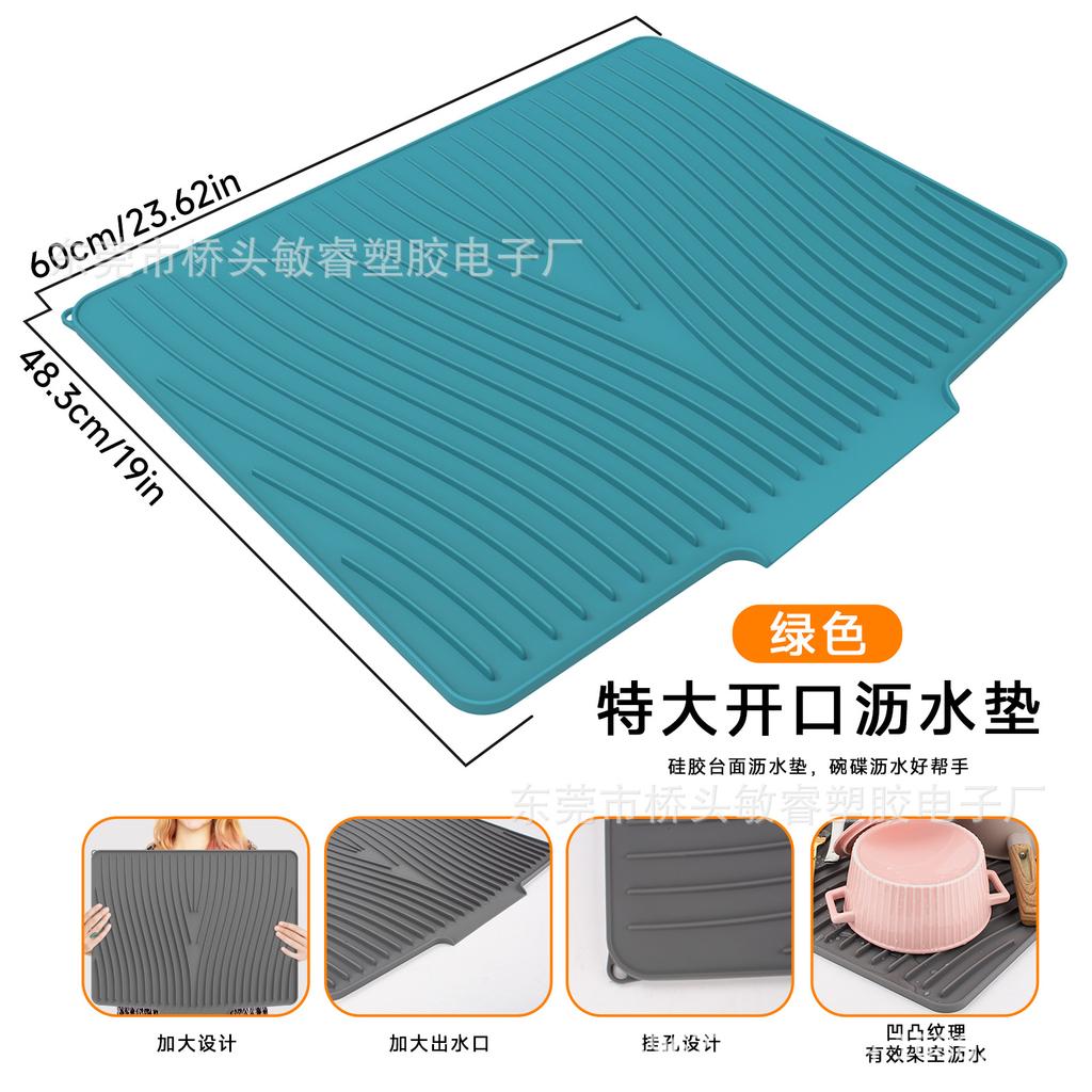 Neues Design Silikon Flussleitblech Schräge Abtropfmatte für Geschirr Hitzeschutzmatte für Schüsseln Teller Besteck