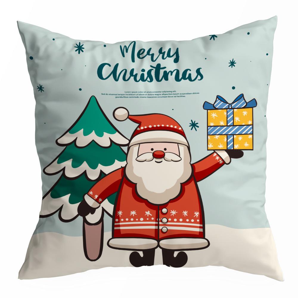 Christmas Pillowcase Cartoon Santa Claus Home Sofa Car Cushion Printed Pillowcase