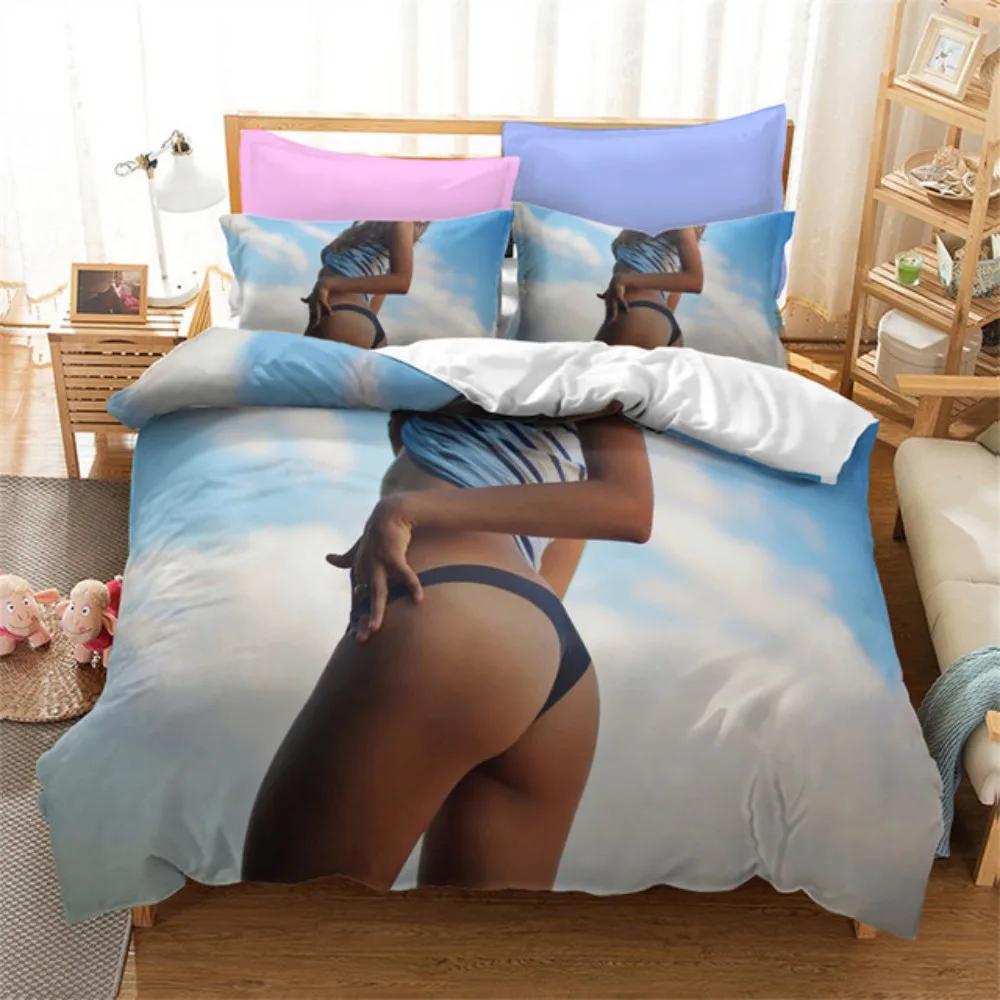 Bikini Beautiful Sexy Girls Bedding Set King Queen Twin Size Duvet Cover Set With Pillowcase Polyester Bed Linen For Teens Adult