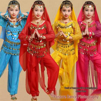 Kinder Xinjiang Ethnisches Tanzkostüm für Mädchen - Kleinkind Bauchtanz Aufführungsoutfit