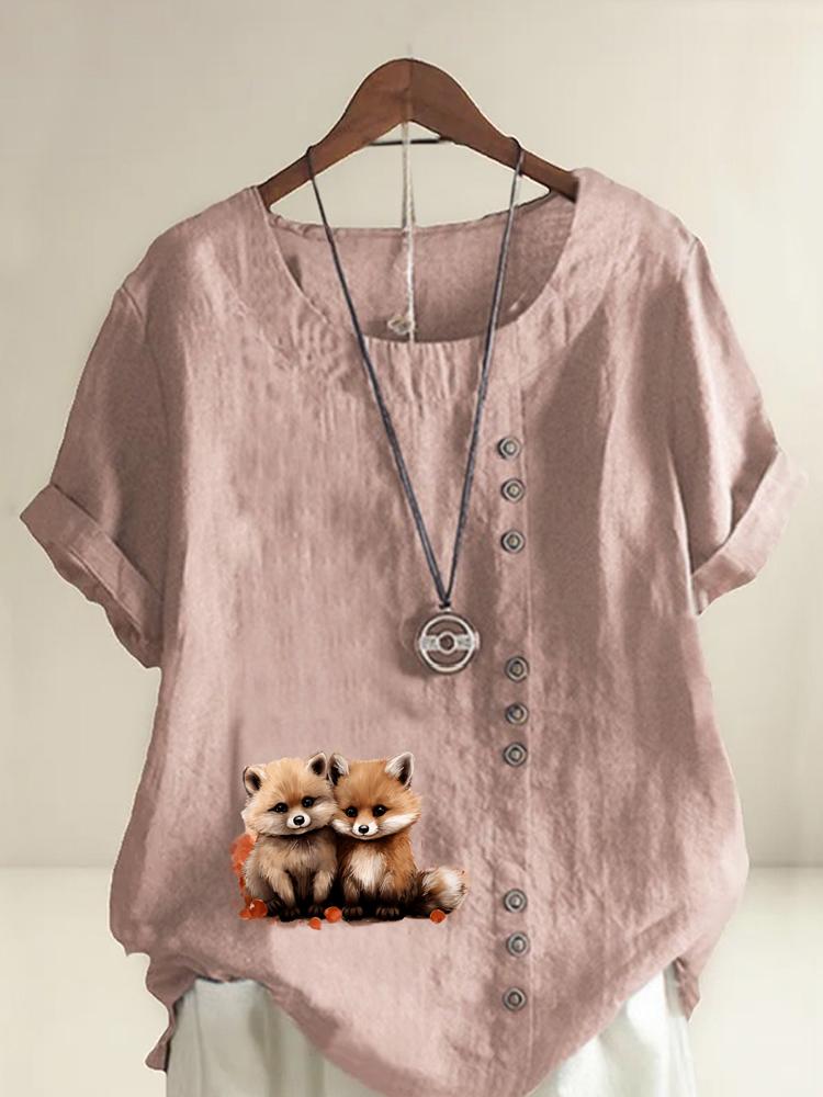 

Women s Fashion Couple Bear Print Printing Shot Sleeve T-shirt Loose Cotton Shirt Casual Loose Summer Plus Size Blouse Tops S розовый