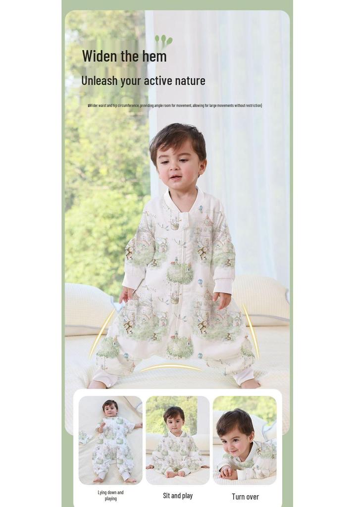 Bamboo Cotton Baby Sleeping Bag Pajamas: Breathable, Antibacterial, Anti-Kick Design for Children