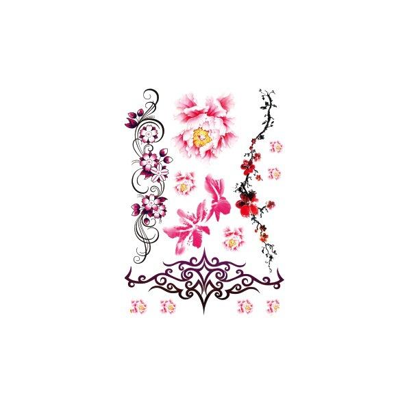 Flower Arm Tattoo Sticker Large Flower Red Rose Body English Arm Chest Cover Waterproof Simulation Tattoo Sticker