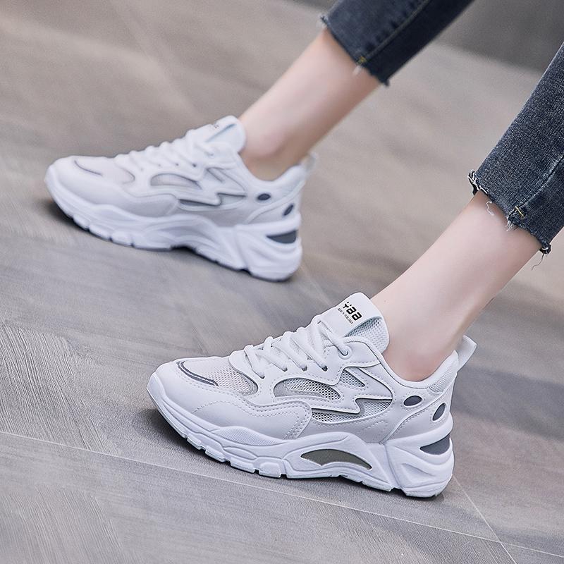 New autumn and winter student sports shoes shock absorption running lightweight dad shoes velvet cotton shoes