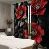 2pcs Semi-Blackout Curtains with 3D Flower Design Polyester Woven Knit Panels for Bedroom Living Room Office Window Rod Pocket