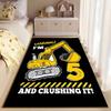 Excavator Warning 5th Birthday suitable as a non-slip mat for the living room or bedroom sofa