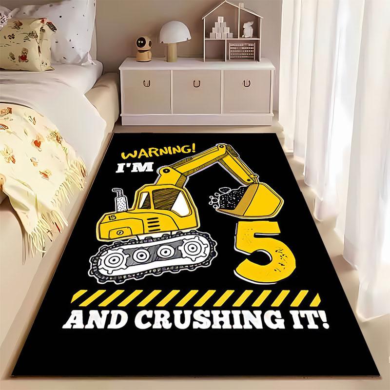 Excavator Warning 5th Birthday suitable as a non-slip mat for the living room or bedroom sofa