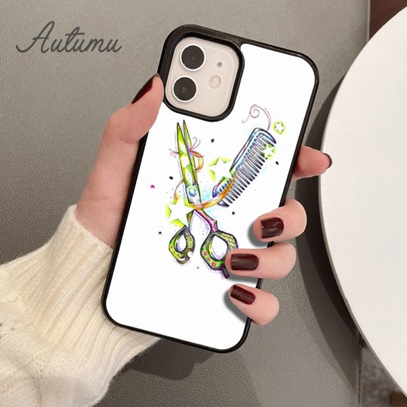 Stylist Scissors Funny Phone Case for iPhone 11 12 13 14 Pro Max mini X XR XS SE 2020 5 6S 7 8 Plus Samsung Galaxy S21 S22 Cover
